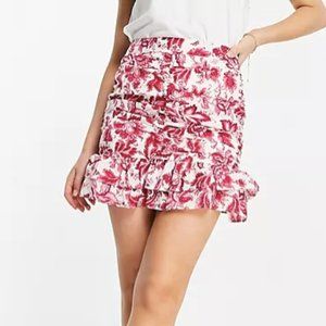 ASOS In The Style x Billie Faiers mini skirt with ruffle hem pink floral